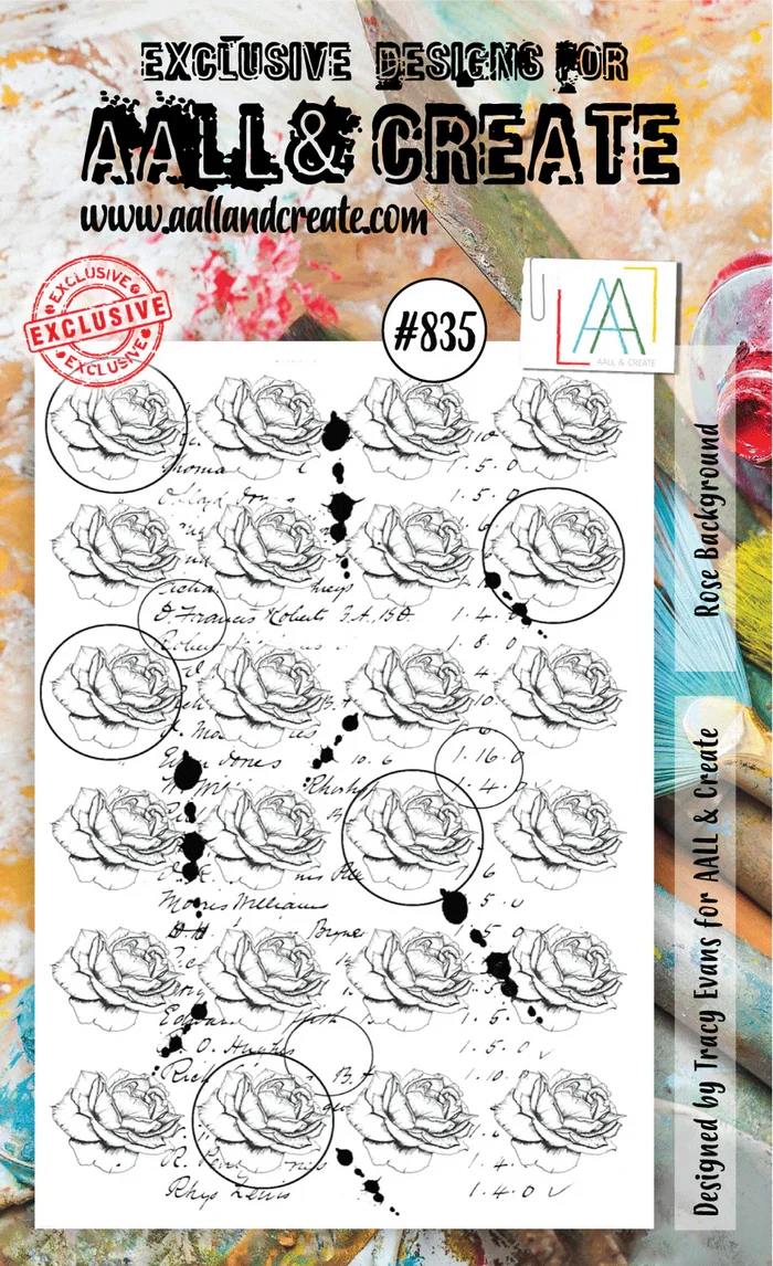 AALL and Create Stamp Set - 835 - Rose Background. Size: 10cmx15cm | 3.9"x5.9". Available at Embellish Away located in Bowmanville Ontario Canada.
