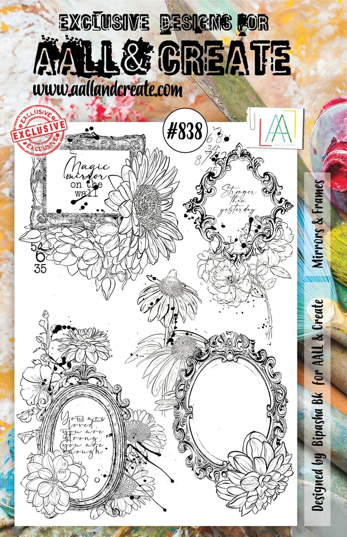 AALL and Create Stamp Set - 838- Mirrors & Frames. Size: 14.6x20 cm | 5.8"x7.9". Available at Embellish Away located in Bowmanville Ontario Canada.