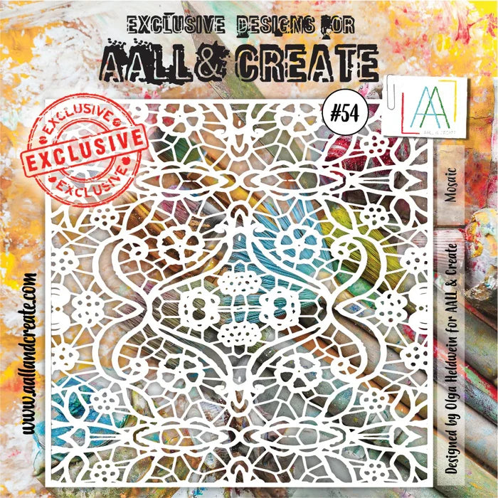 AALL & Create - Stencil - 54 - Mosaic. Size: 15.4x15.4 | 6"x6". Available at Embellish Away located in Bowmanville Ontario Canada.