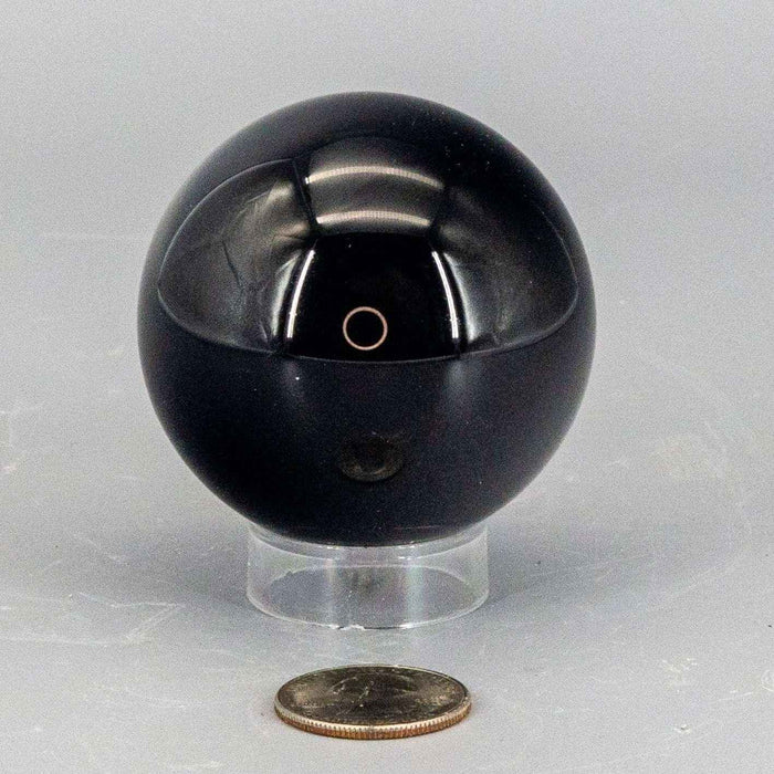 Black Obsidian Crystal Sphere Polished Volcanic Glass