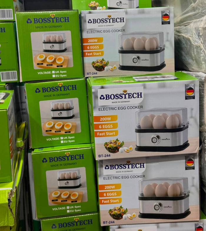 Bosstech Electric Egg Cooker BT-244 - 200W, 6 Eggs, Fast Start (Made in Germany)