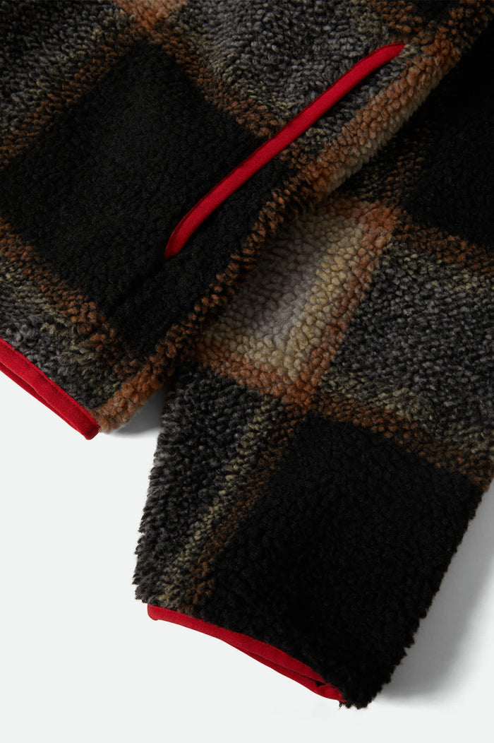 Men's Buffalo Plaid Sherpa Full Zip in the color Black/Cream - Additional Laydown image