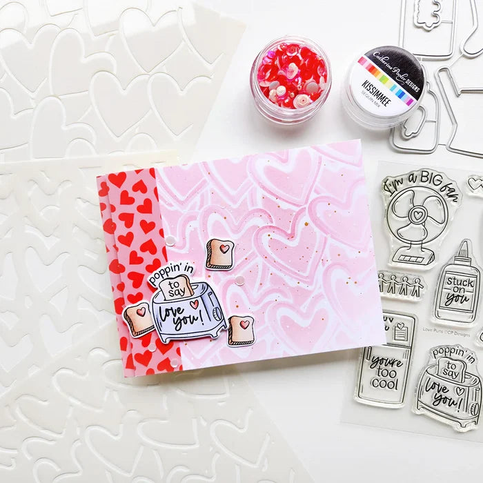 Catherine Pooler - Layered Stencil - Love Stack. Available at Embellish Away located in Bowmanville Ontario Canada. Example by brand ambassador.