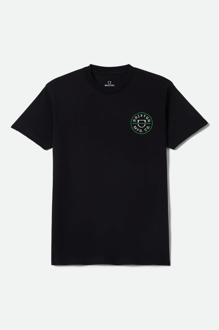 Men's Crest II Short Sleeve Shirt in the color Black/Stone/Green - Front Product View