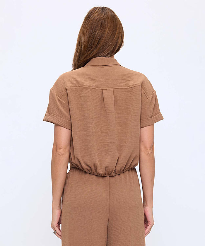 Donna Button Up Tie Front Top