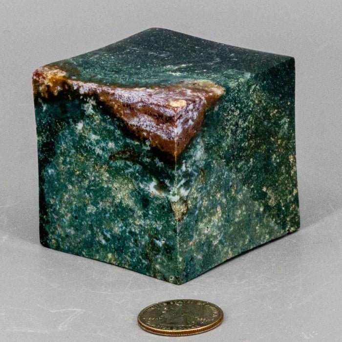 Green Jasper Crystal Cube with Cut Corner Polished