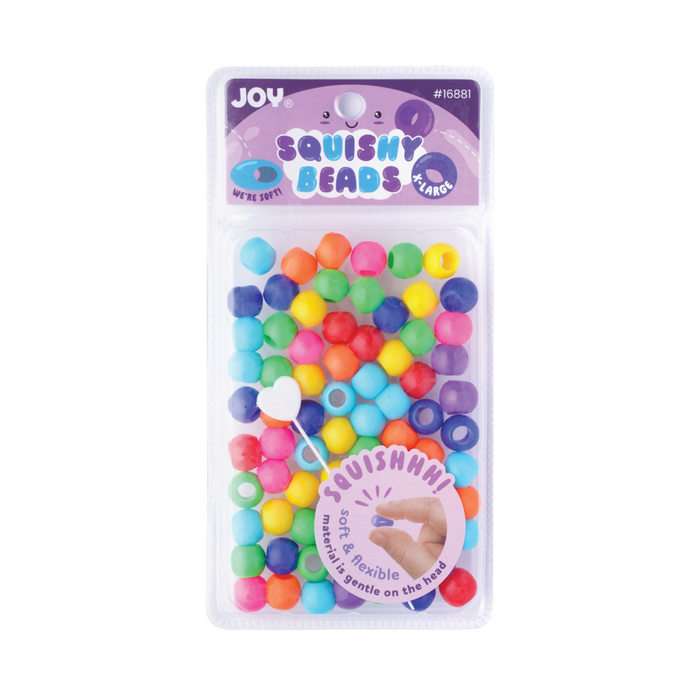 Joy Round Squishy Hair Beads X-Large, 80 Count, Multicolor