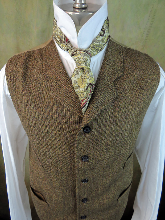 Men's Notch Vest - Brown Mustard Mini-Houndstooth #50-B