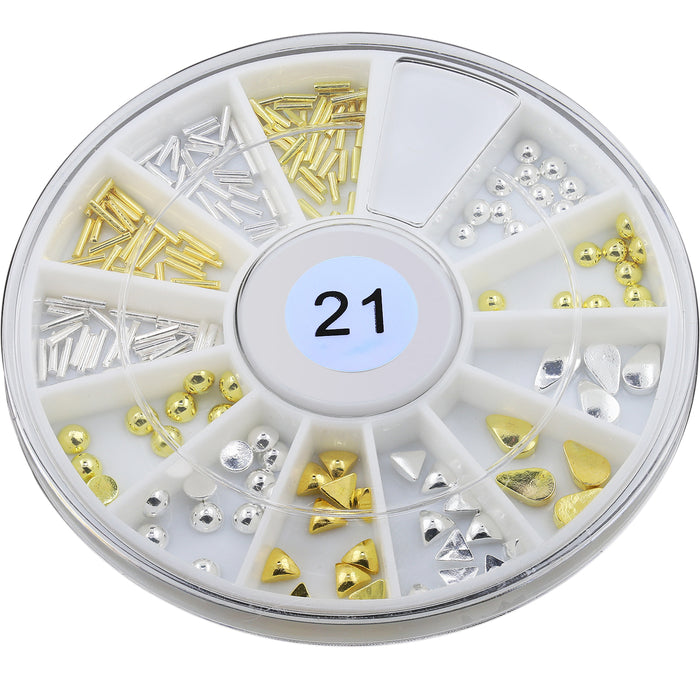 Metallic Nail Art Decals - Gold & Silver 3D Studs
