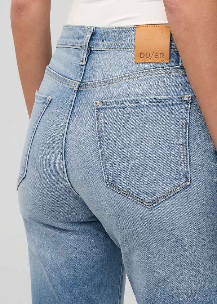 women's current high rise straight jeans rear waistband detail