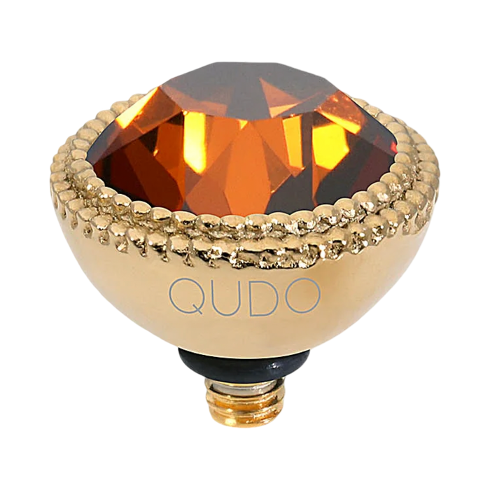 smoked amber swarovski crystal qudo gold fabero top