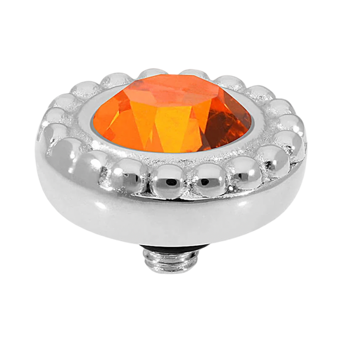 QUDO Ghiare silver, QUDO interchangeable jewelry, red crystal jewelry, orange crystal jewelry, silver crystal topper, QUDO topper, interchangeable ring topper, Swarovski crystal jewelry, warm tone jewelry, statement crystal jewelry