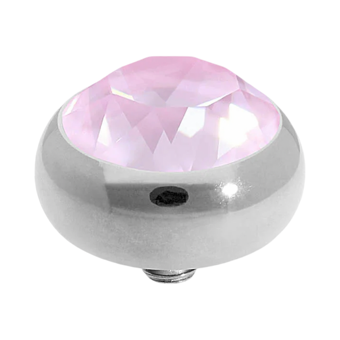QUDO Sesto Top Silver, Rose Dust Collection, silver crystal topper, dusty rose jewelry, interchangeable jewelry topper, QUDO silver topper, blush crystal jewelry, European crystal jewelry, customizable jewelry, modern crystal jewelry, romantic jewelry, flamingo ignite