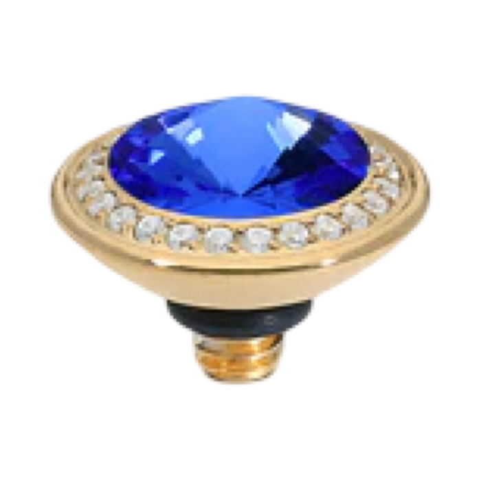 QUDO Tondo Small Deluxe Gold Topper 0.35" I Blue Crystal Collection