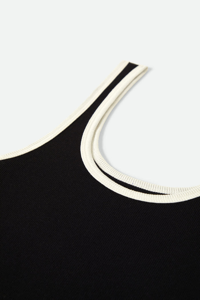 Women's Ringer Organic A-Tank in the color Black/Off White - Additional Laydown image