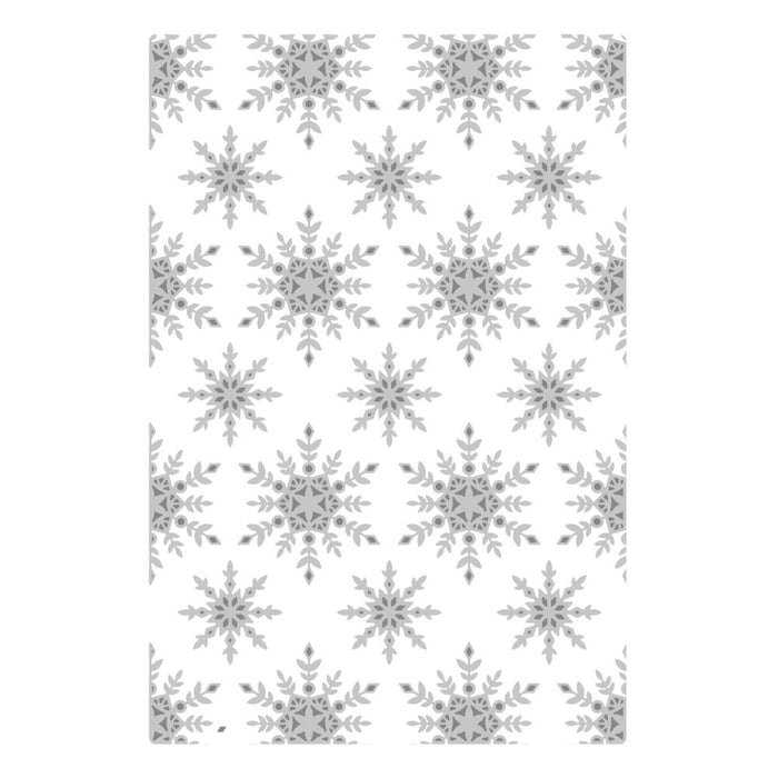 Sizzix - Multi-Level Textured Impressions Embossing Folder - By Lisa Jones - Snowflake Sparkle. Snowflake Sparkle by Lisa Jones, is a Multi-Level Embossing Folder which is perfect for creating an embossed snowflake motif on festive papercrafts. Available at Embellish Away located in Bowmanville Ontario Canada. Example by brand ambassador.