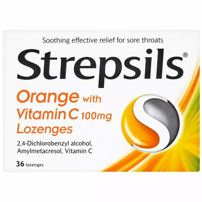 Strepsils Orange with Vitamin C 100mg - 36 Lozenges