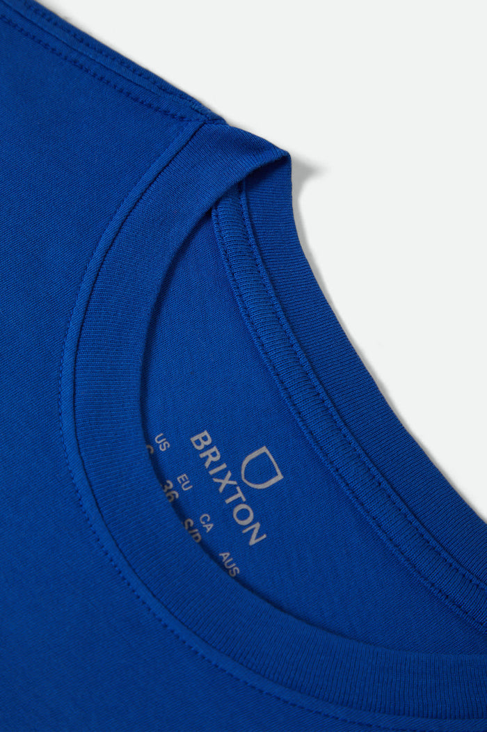 Women's Thank You Slim Crew T-Shirt in the color Sunrise Blue - Additional Laydown image