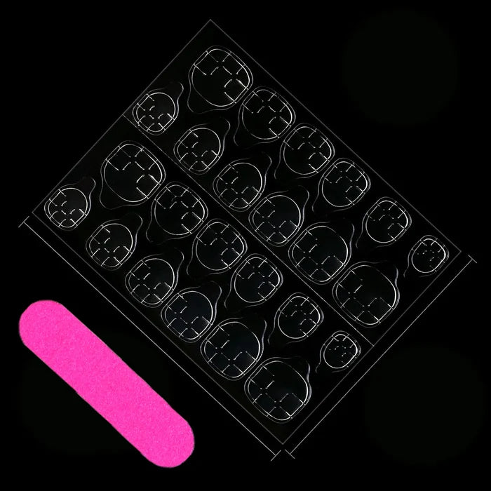24PCS Short Medium Coffin Nail French Pink Fake Nail Reusable Women's Fake Nail Gifts For Women And Girls
