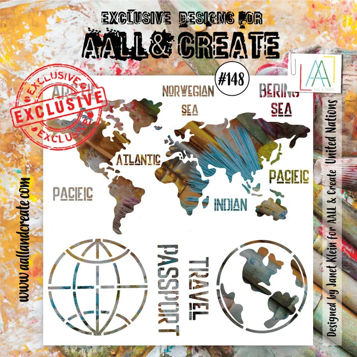 AALL & Create - Stencil - 148 - United Nations. Size: 15.4x15.4 | 6"x6". Available at Embellish Away located in Bowmanville Ontario Canada.