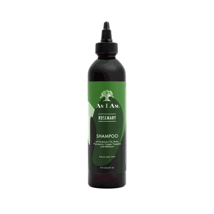 As I Am Rosemary Shampoo 8oz bottle with rosemary and peppermint oils for scalp and hair strengthening