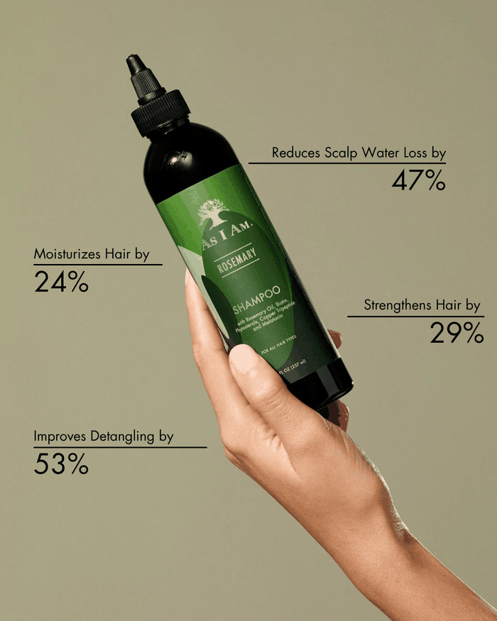 As I Am Rosemary Shampoo 8oz bottle with rosemary and peppermint for hair and scalp care