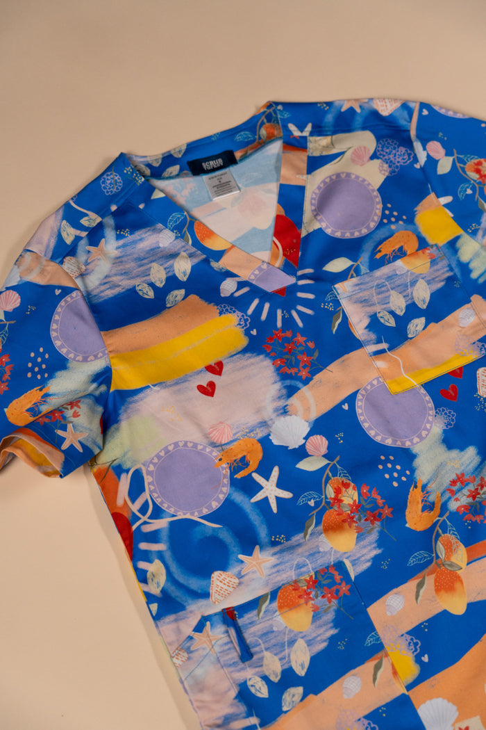 Aussie Xmas Party - Unisex Printed Scrub Top