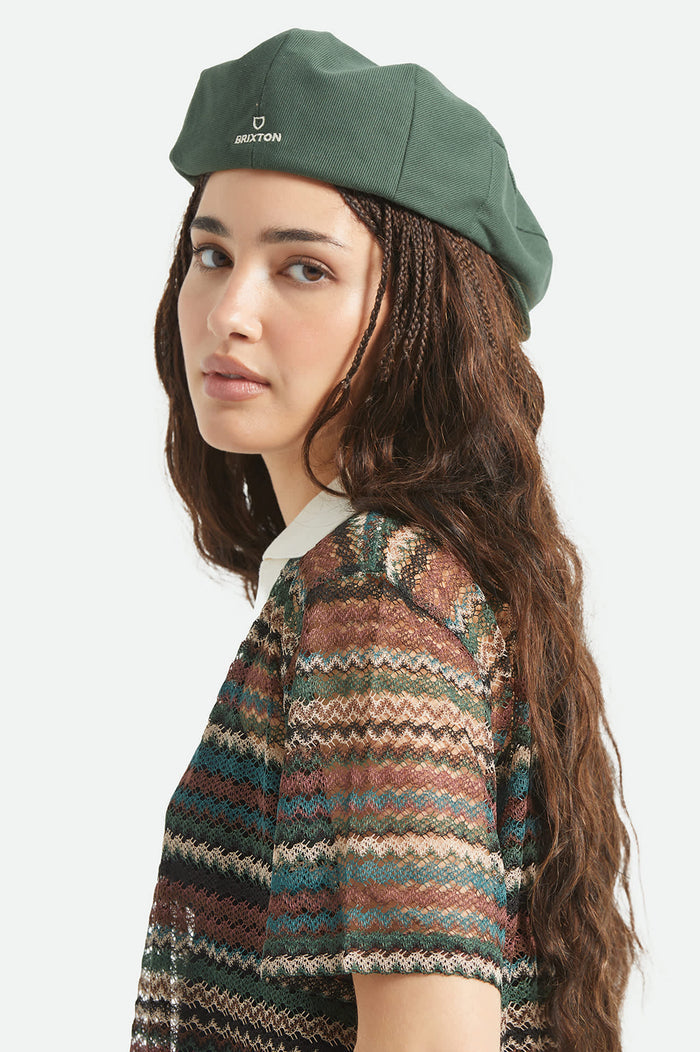 Unisex Hooligan Flat Cap in the color Primal Green - Women's Side View