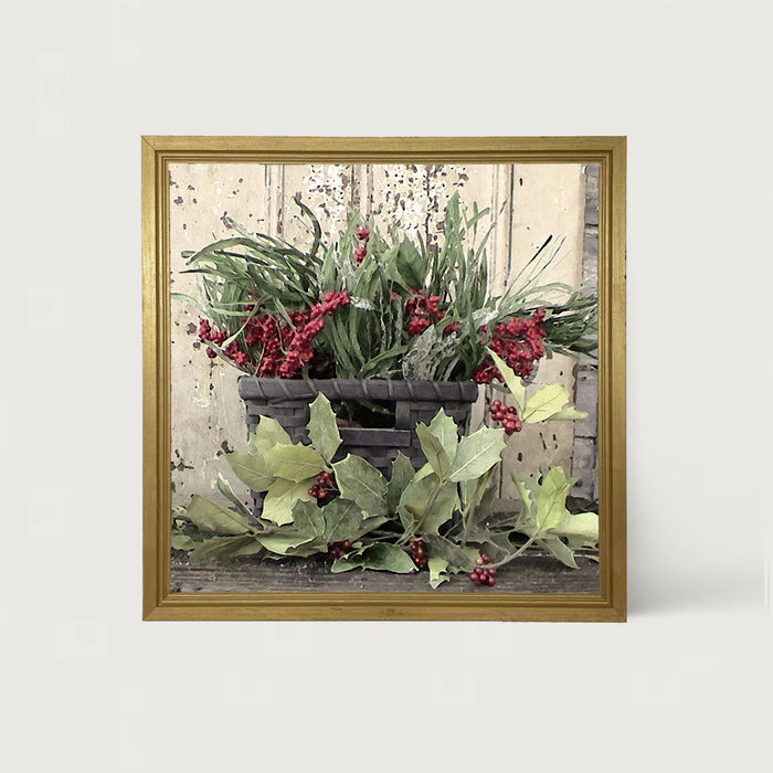 Berry Basket with Holly - Framed art