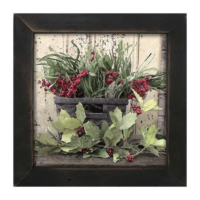 Berry Basket with Holly - Framed art