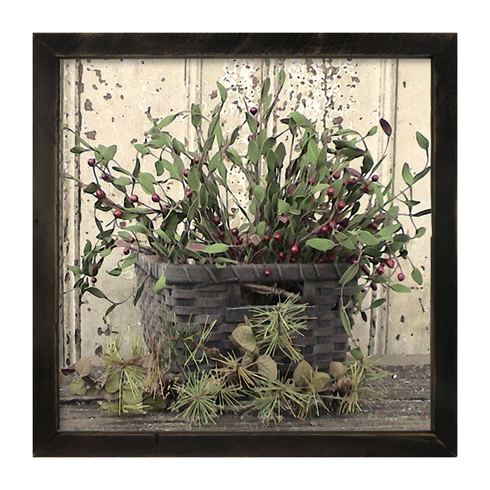 Berry Basket with Pine - Framed art