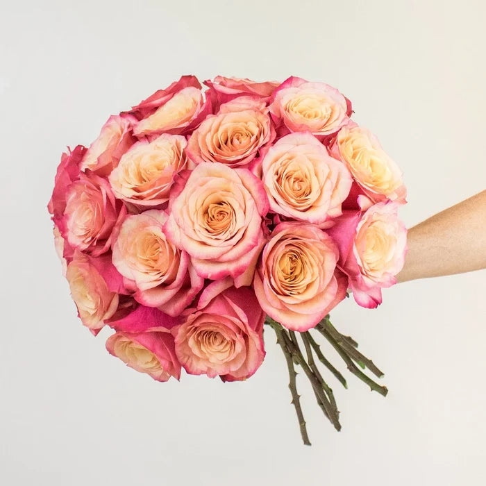 Bogart Sunset Rose Bunch in a Hand