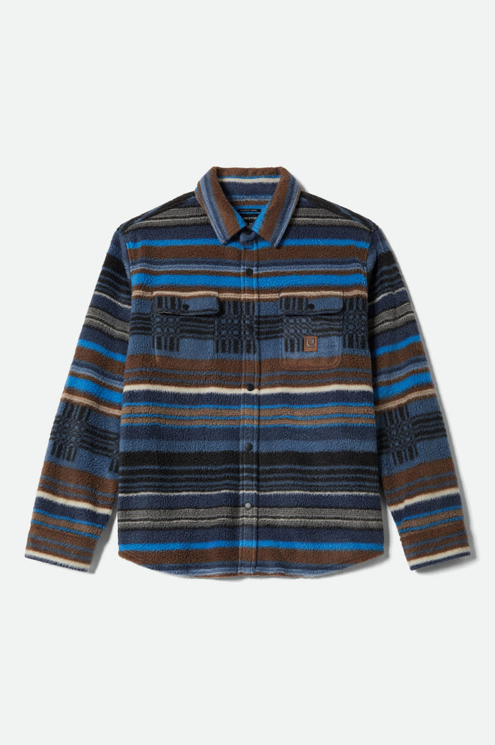 Men's Bowery Arctic Stretch Fleece in the color Mood Indigo Blanket Stripe - Front Product View