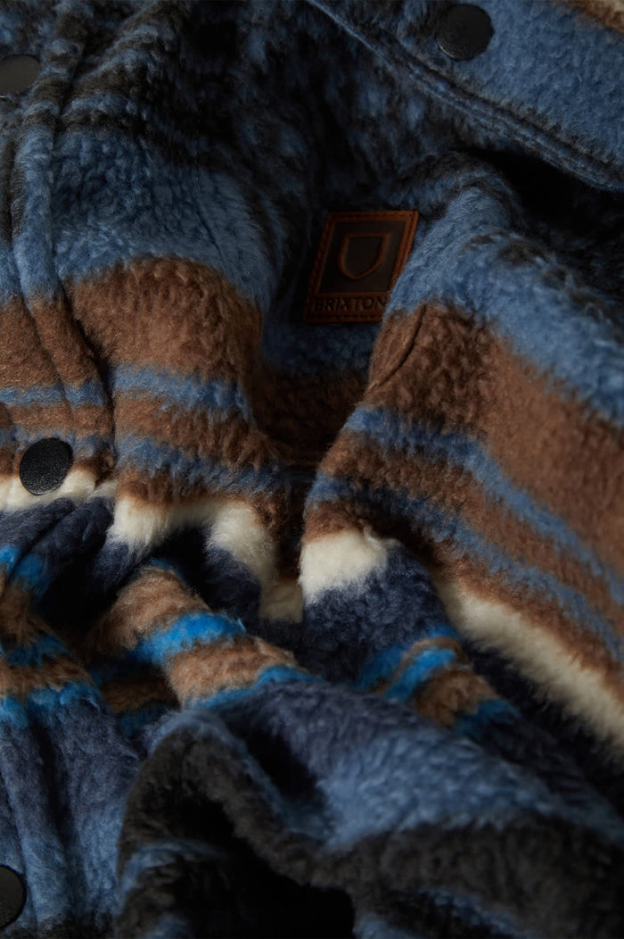 Men's Bowery Arctic Stretch Fleece in the color Mood Indigo Blanket Stripe - Additional Laydown image