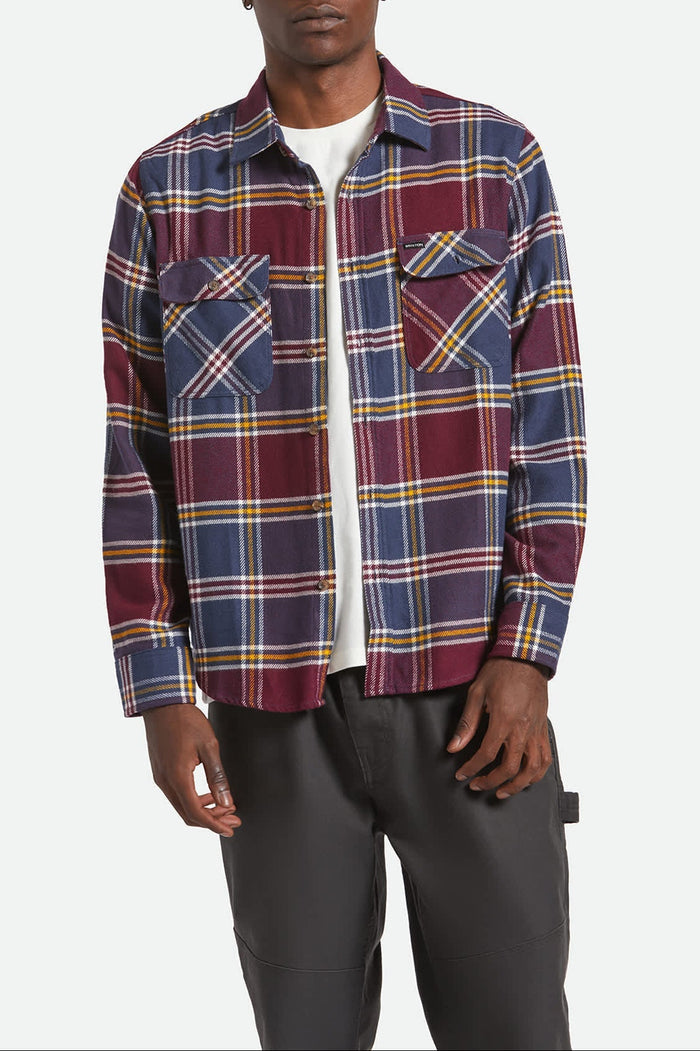 Bowery L/S Flannel - Mood Indigo/Port/Saffron