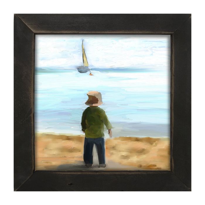 Boy on The Beach - Framed art