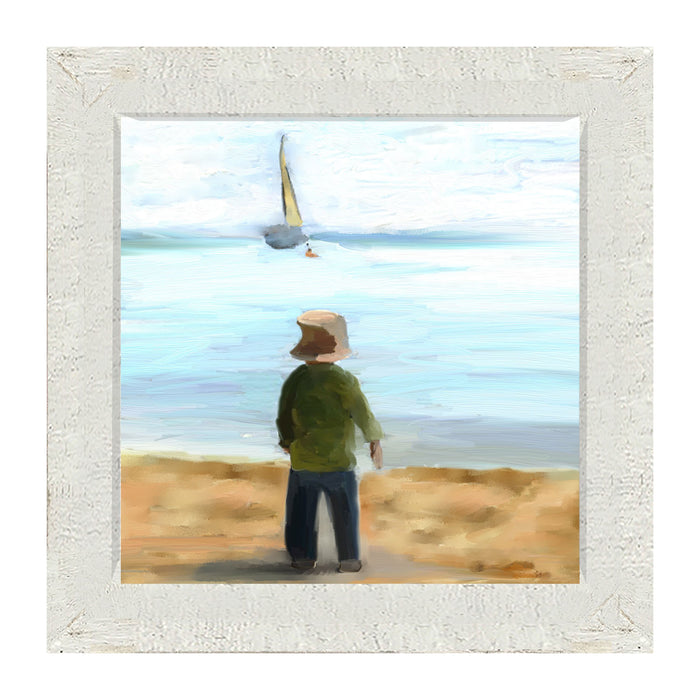 Boy on The Beach - Framed art
