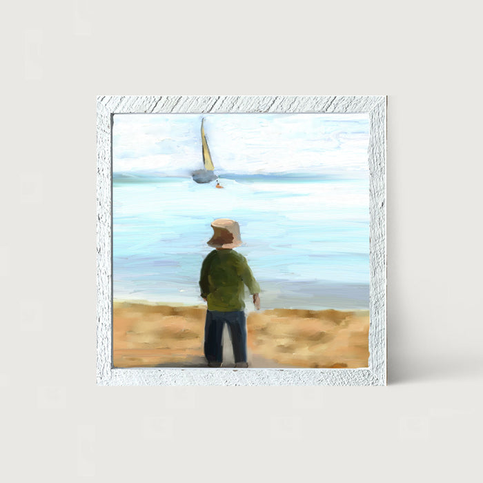 Boy on The Beach - Framed art