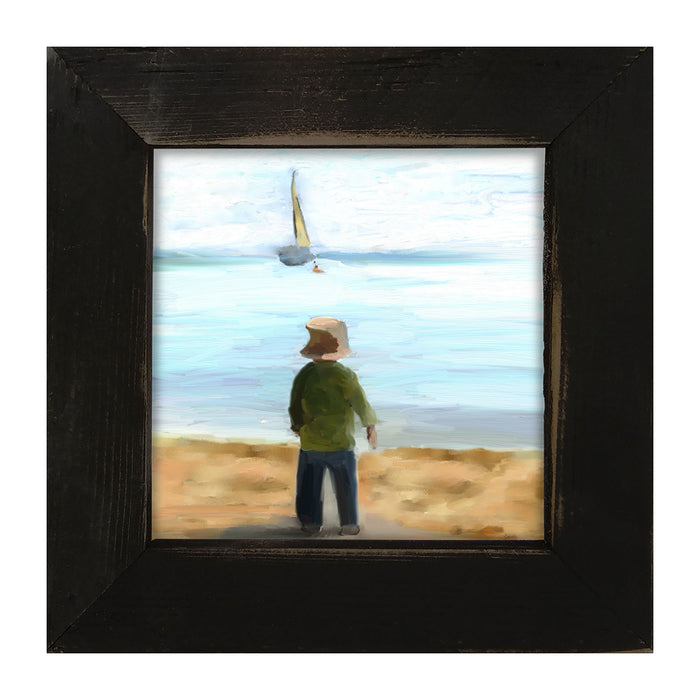 Boy on The Beach - Framed art