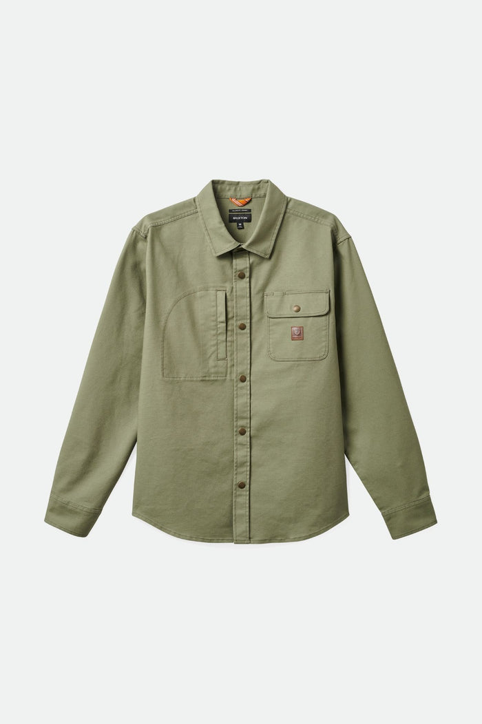 Brixton Men's Builders Stretch Overshirt - Olive Surplus | Profile
