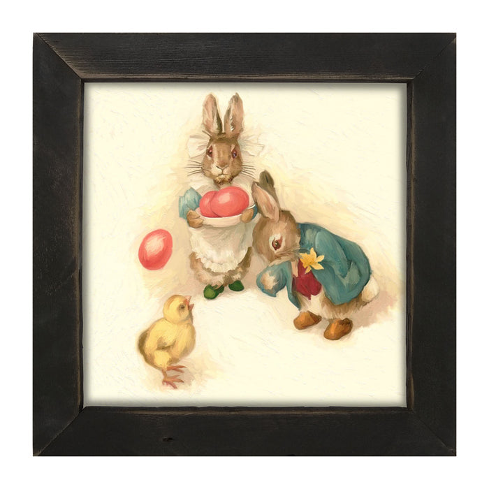 Bunnies with Easter Eggs - Framed art