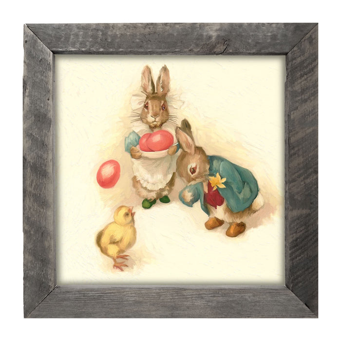 Bunnies with Easter Eggs - Framed art