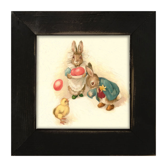 Bunnies with Easter Eggs - Framed art