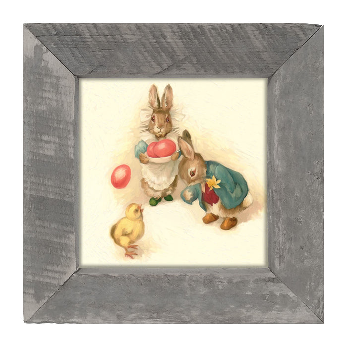 Bunnies with Easter Eggs - Framed art