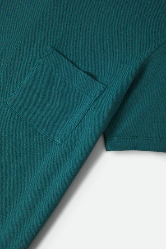 Women's Carefree Organic Garment Dye Perfect T-Shirt in the color Washed Mediterranean Teal - Additional Laydown image
