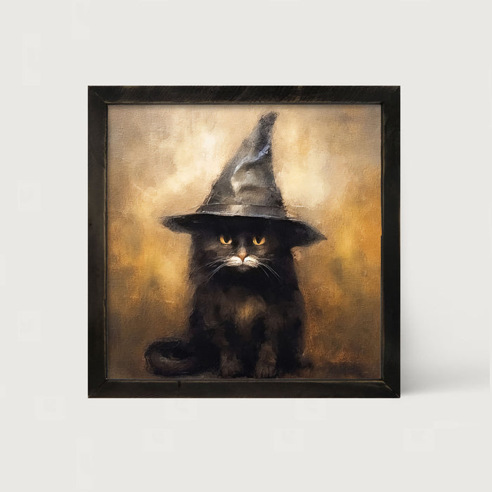 Cat with Witch hat - Framed art