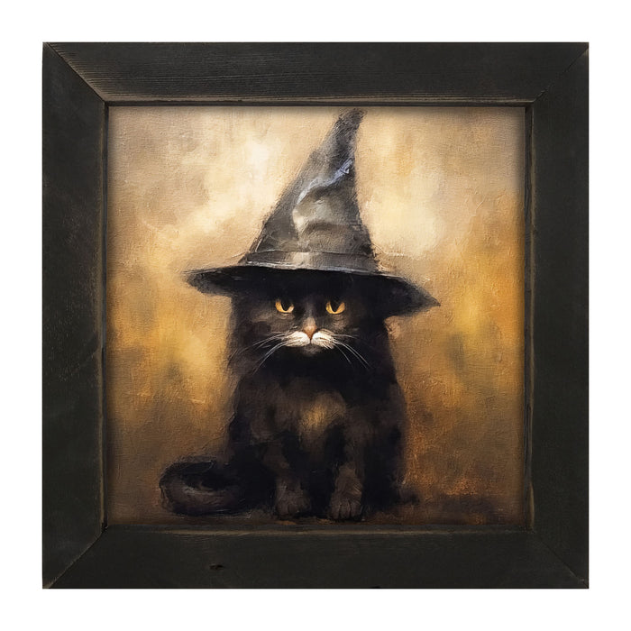 Cat with Witch hat - Framed art