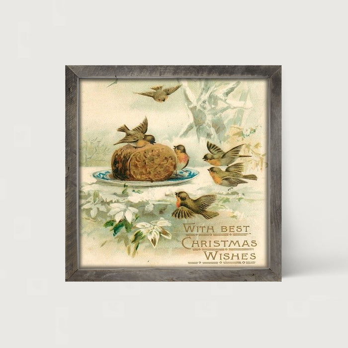 Christmas Birdbath - Framed art