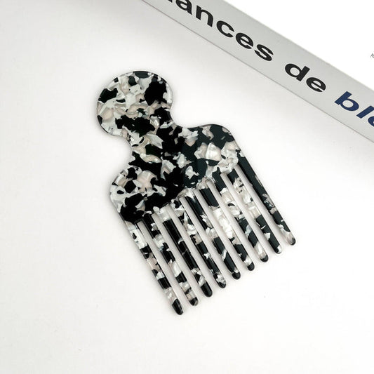Classic Colored Acetate Comb: Black White