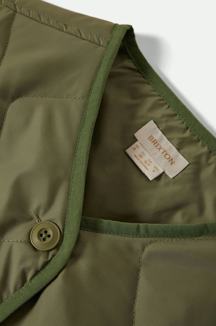 Women's Delilah Quilted Jacket in the color Olive Surplus - Additional Laydown image